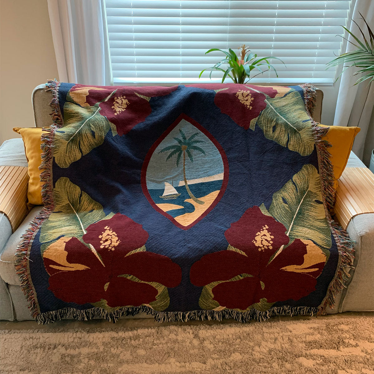 Guam Seal Hibiscus Paradise Woven Blanket