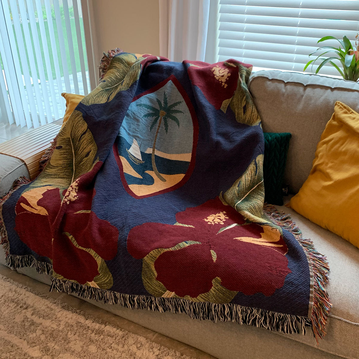 Guam Seal Hibiscus Paradise Woven Blanket