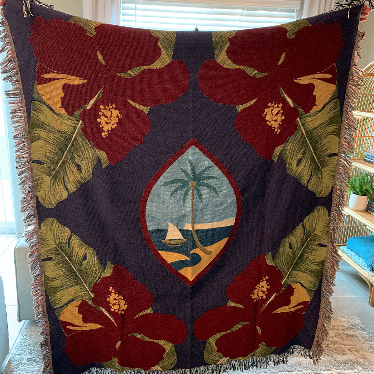 Guam Seal Hibiscus Paradise Woven Blanket