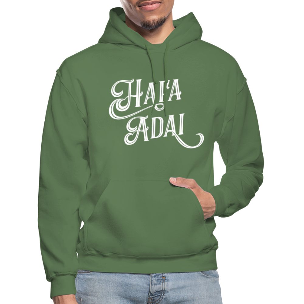 Hafa Adai Guam CNMI Adult Heavy Blend Pullover Hoodie - military green