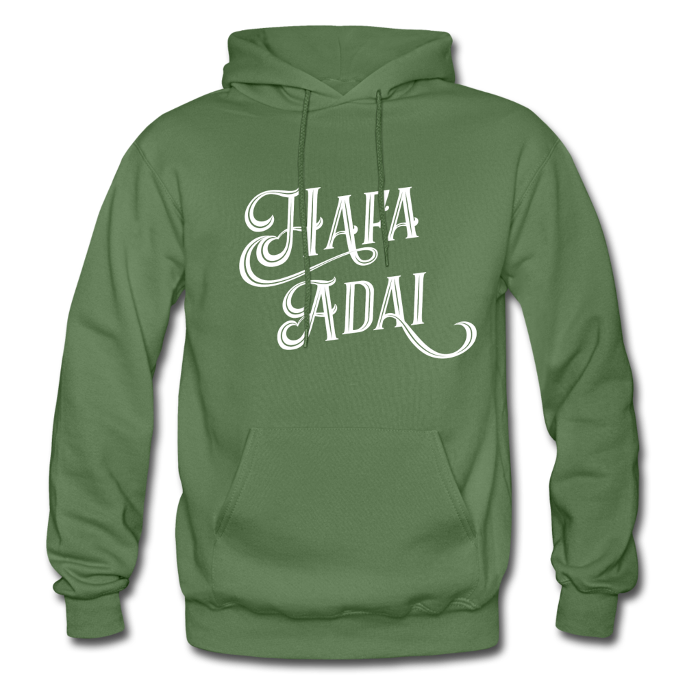 Hafa Adai Guam CNMI Adult Heavy Blend Pullover Hoodie - military green