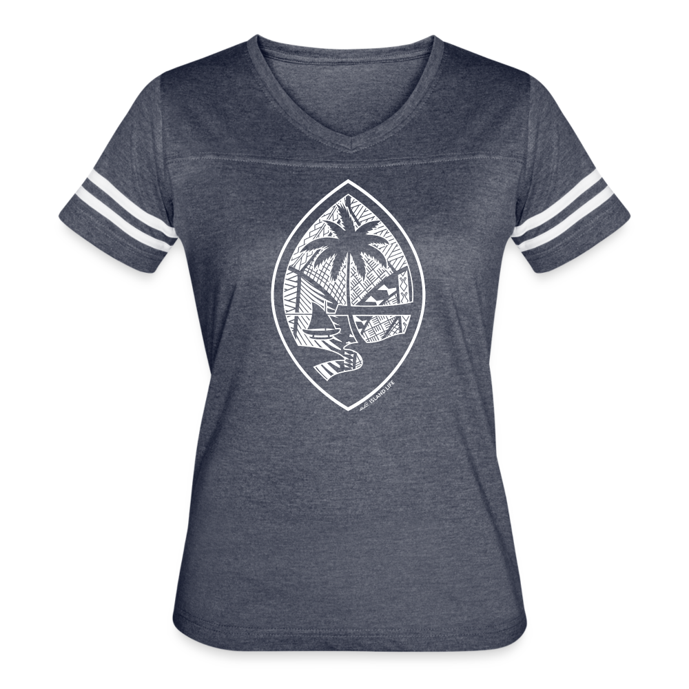 Tribal Guam Seal Women’s Vintage Sport T-Shirt - vintage navy/white