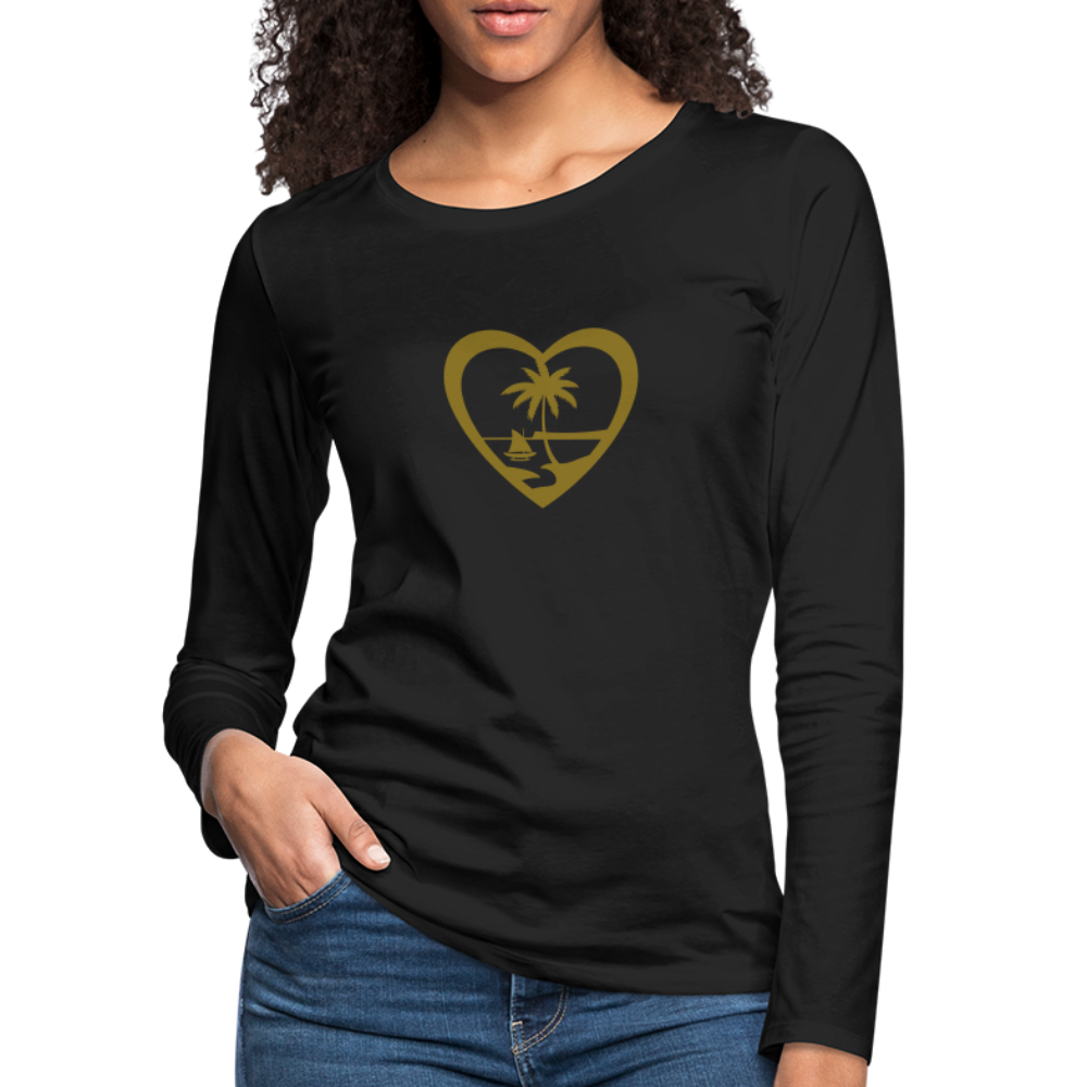 Heart Guam Women's Premium Long Sleeve T-Shirt - black