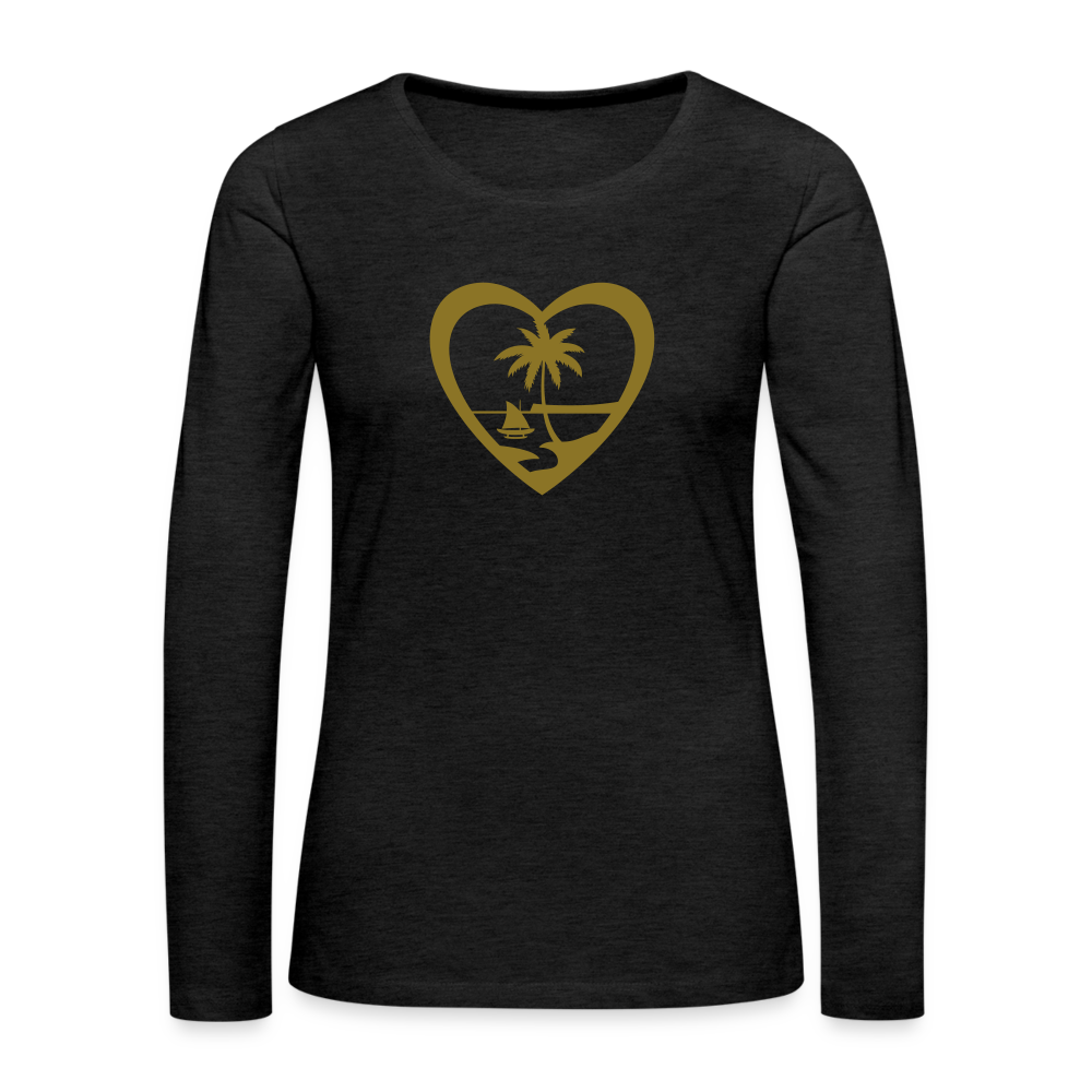 Heart Guam Women's Premium Long Sleeve T-Shirt - charcoal grey