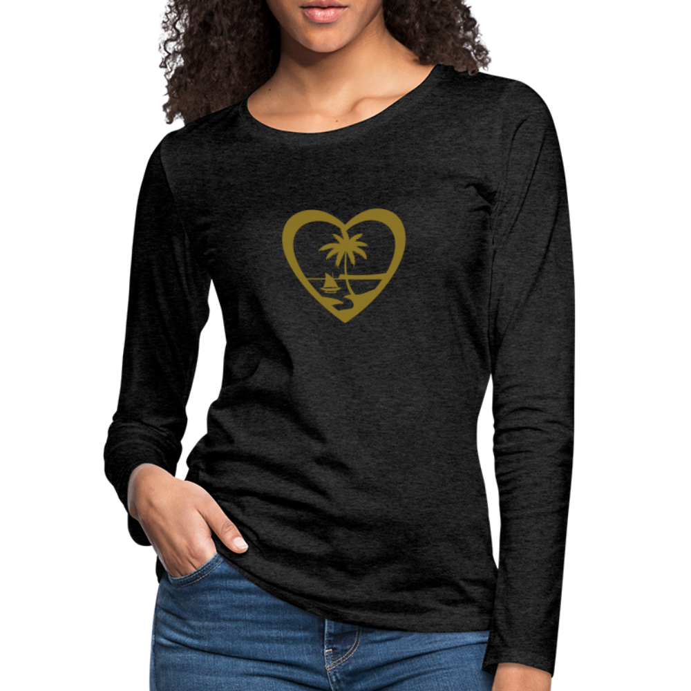 Heart Guam Women's Premium Long Sleeve T-Shirt - charcoal grey