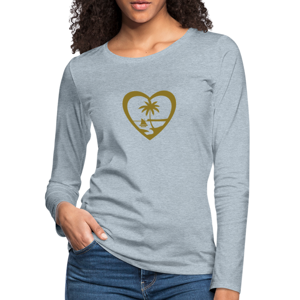 Heart Guam Women's Premium Long Sleeve T-Shirt - heather ice blue