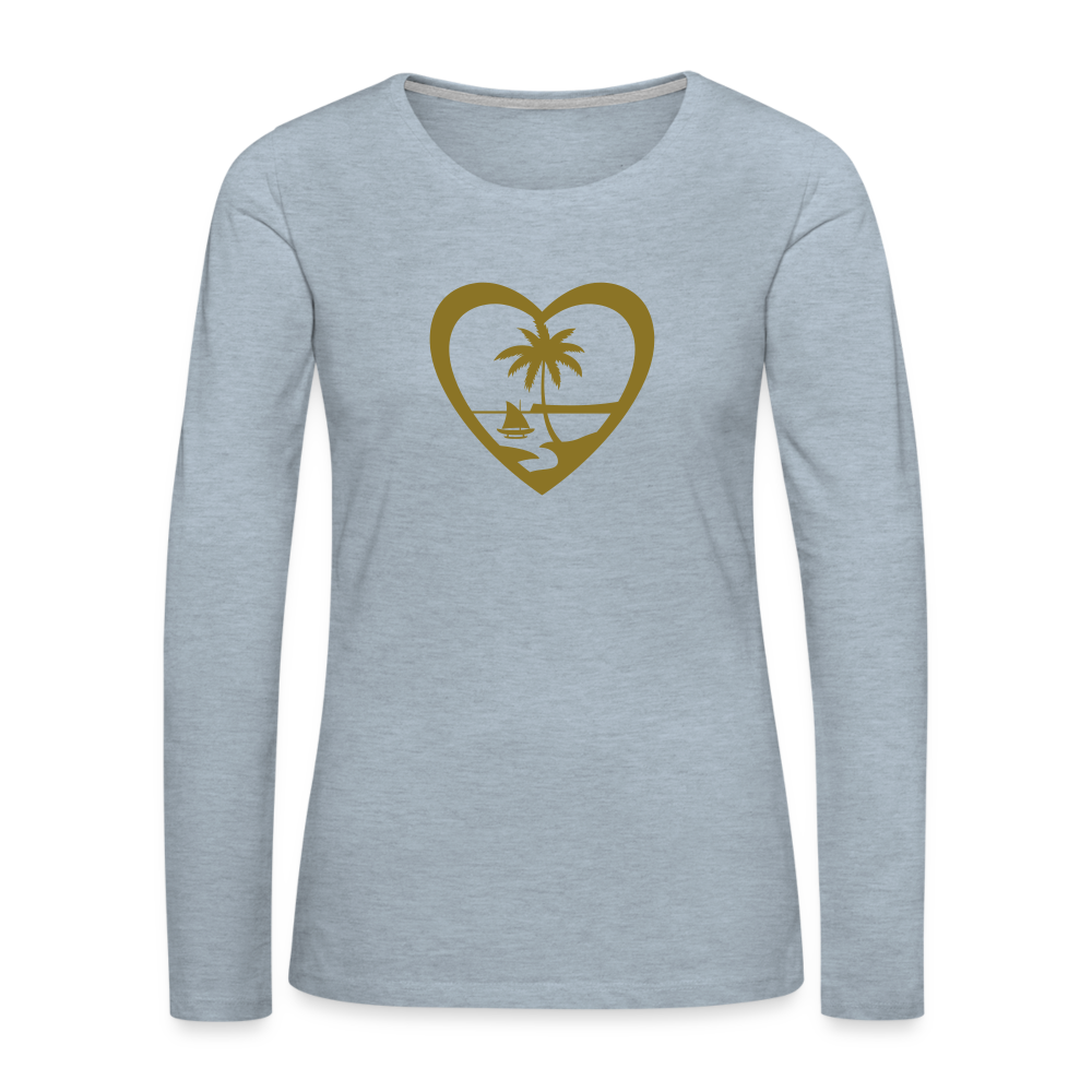 Heart Guam Women's Premium Long Sleeve T-Shirt - heather ice blue
