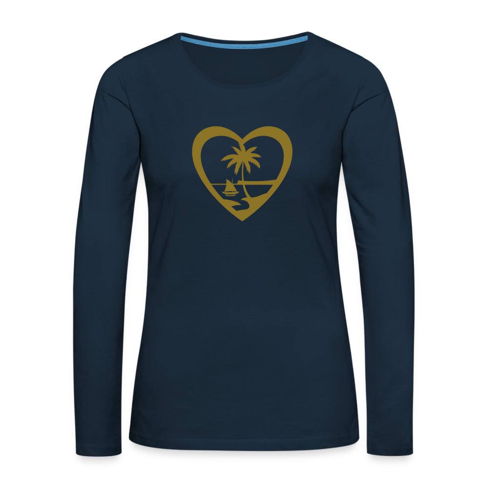 Heart Guam Women's Premium Long Sleeve T-Shirt - deep navy