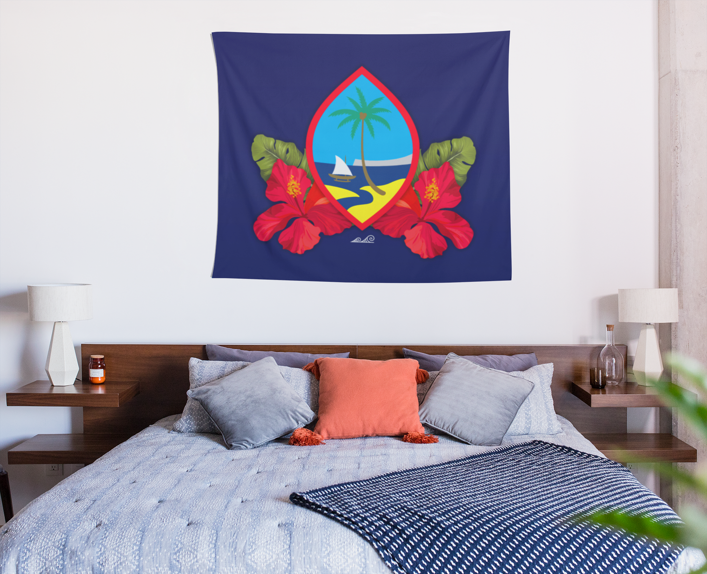 Guam Seal Hibiscus Paradise Indoor Wall Tapestry