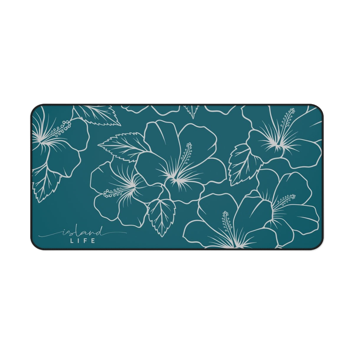 Guam CNMI Modern Hibiscus Teal Gaming Pad Desk Mat