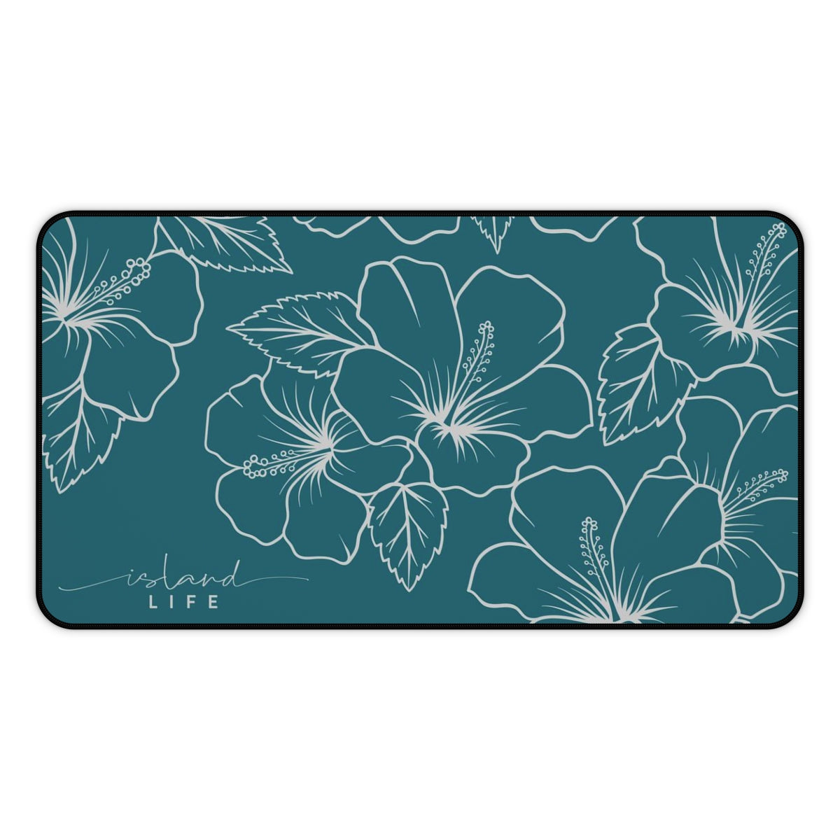 Guam CNMI Modern Hibiscus Teal Gaming Pad Desk Mat