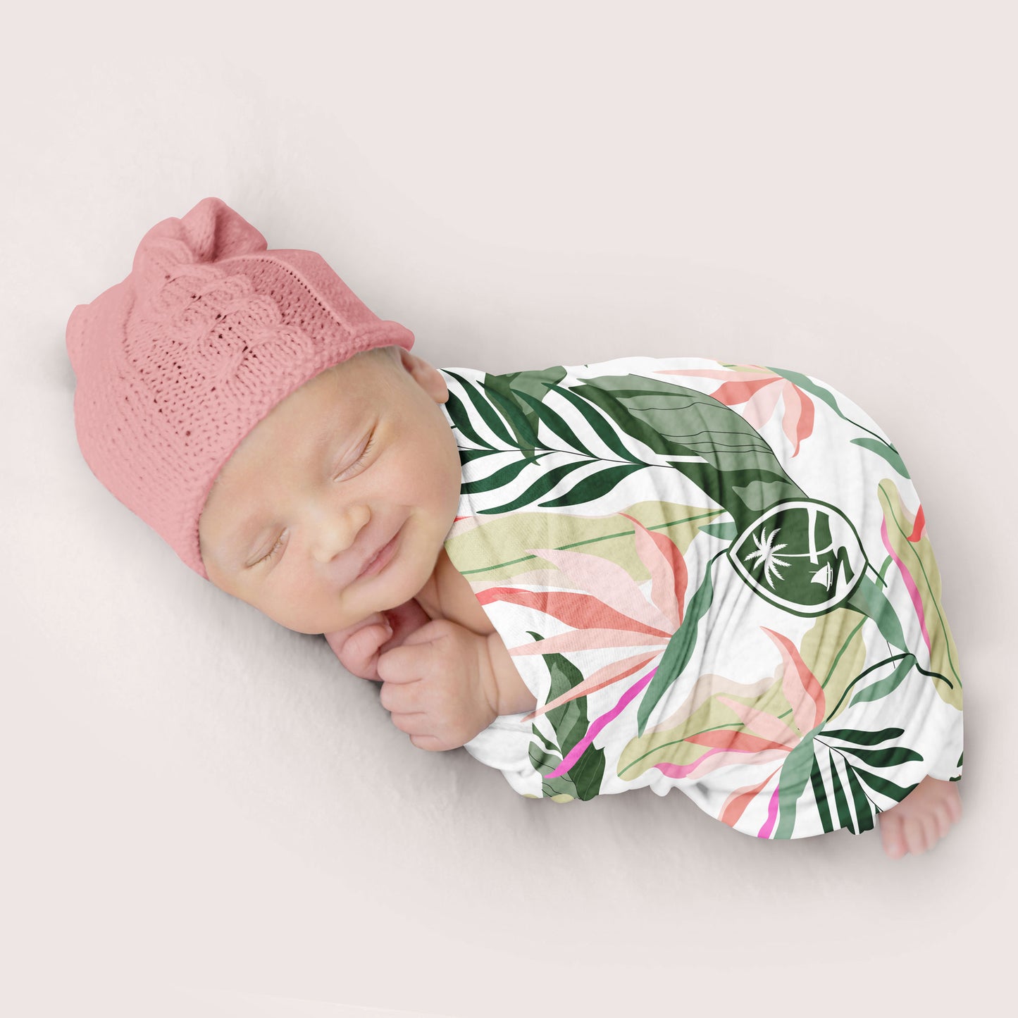 Guam White Birds of Paradise Baby Swaddle Blanket
