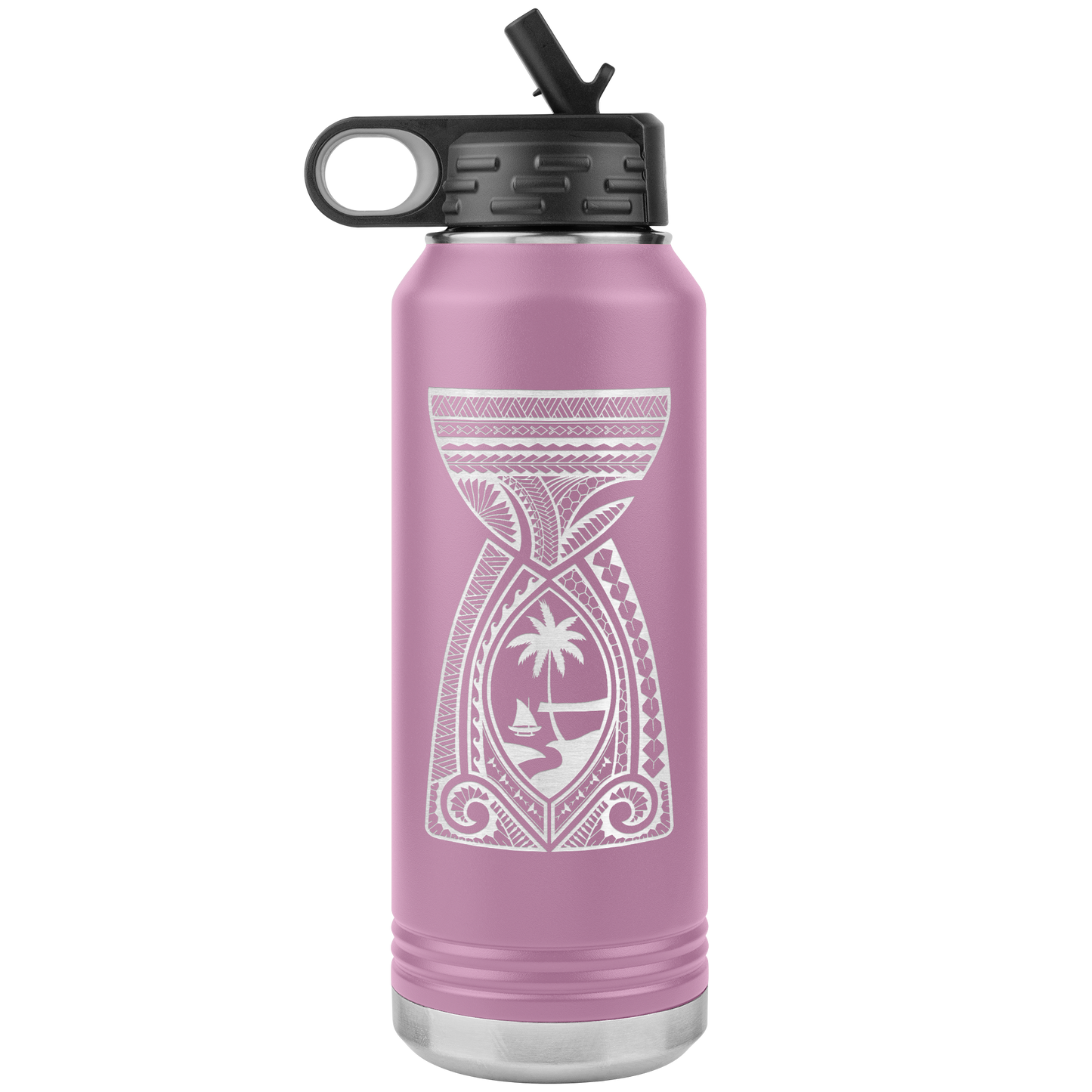 Guam Latte Stone Tribal 32oz Water Bottle Tumbler