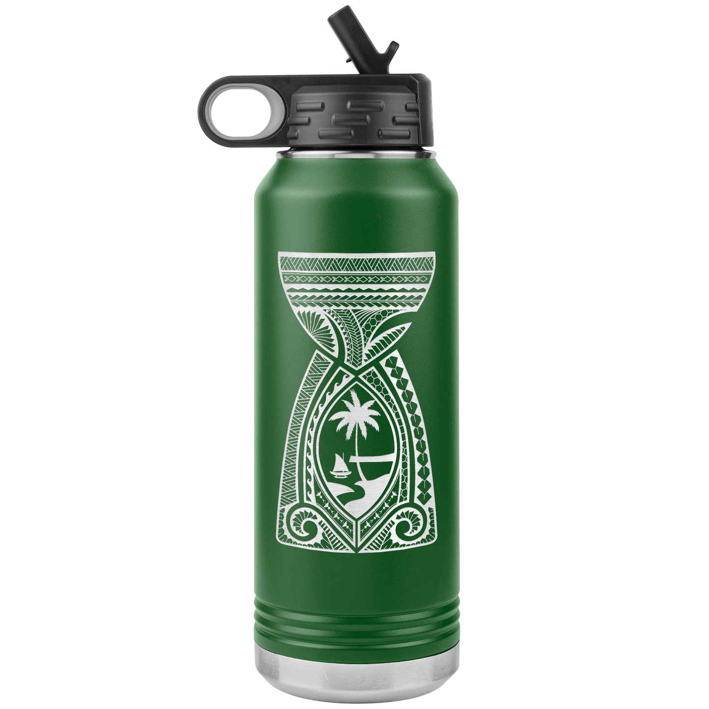Guam Latte Stone Tribal 32oz Water Bottle Tumbler