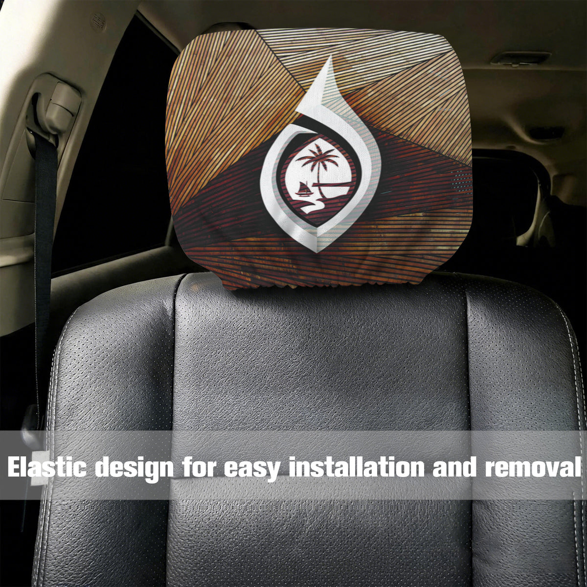 Guam Tribal Hook Car Headrest Cover (2-Pack)