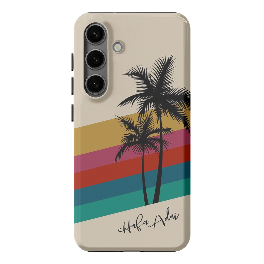 Retro Rainbow Sunset Hafa Adai Guam CNMI Premium Glossy Tough Phone Case