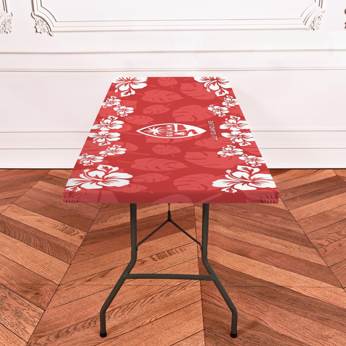 Guam Red Hibiscus Fitted Tablecloth