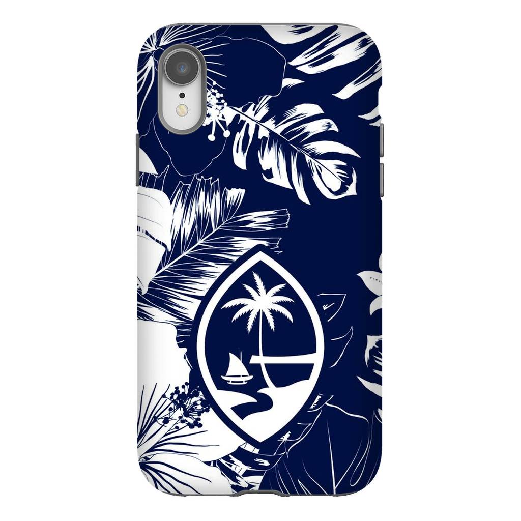 Guam Hibiscus Floral Navy Premium Glossy Tough Phone Case