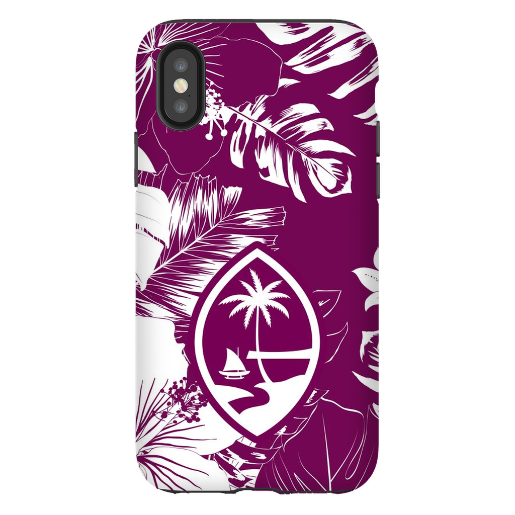 Guam Hibiscus Floral Purple Premium Glossy Tough Phone Case