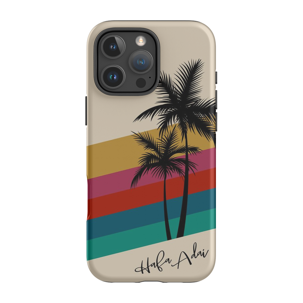 Retro Rainbow Sunset Hafa Adai Guam CNMI Premium Glossy Tough Phone Case