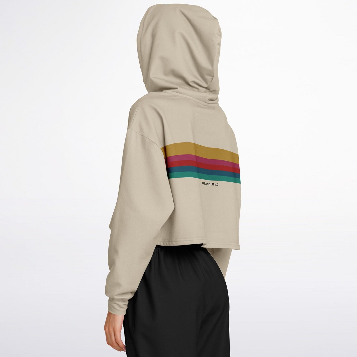 Hafa Adai Retro Rainbow Guam CNMI Cropped Hoodie