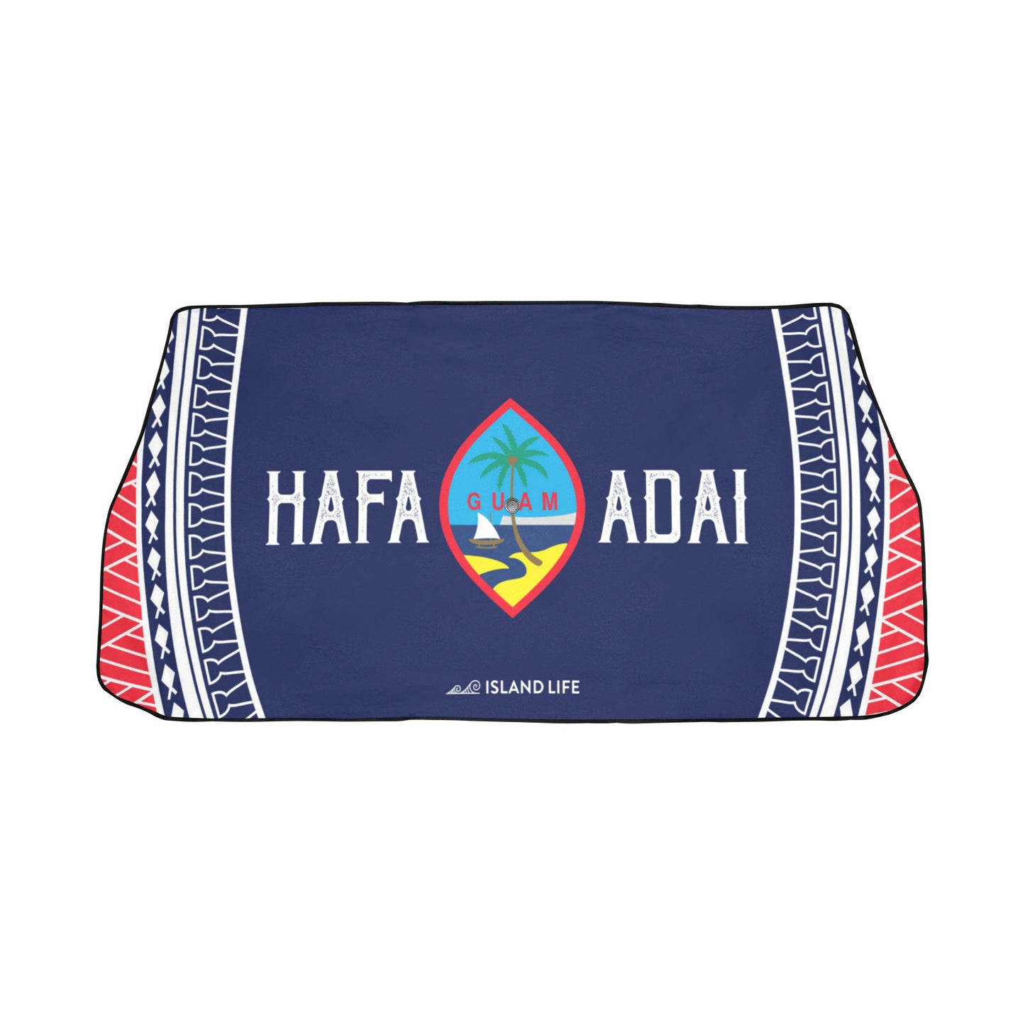 Hafa Adai Guam Tribal Red Blue Car Sun Shade Umbrella