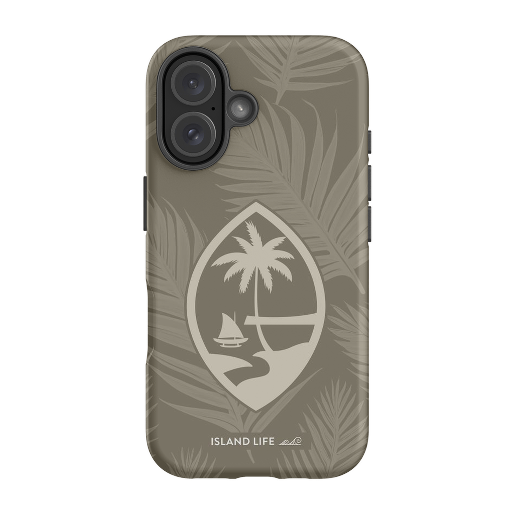 Guam Modern Leaves Khaki Premium Glossy Tough Phone Case