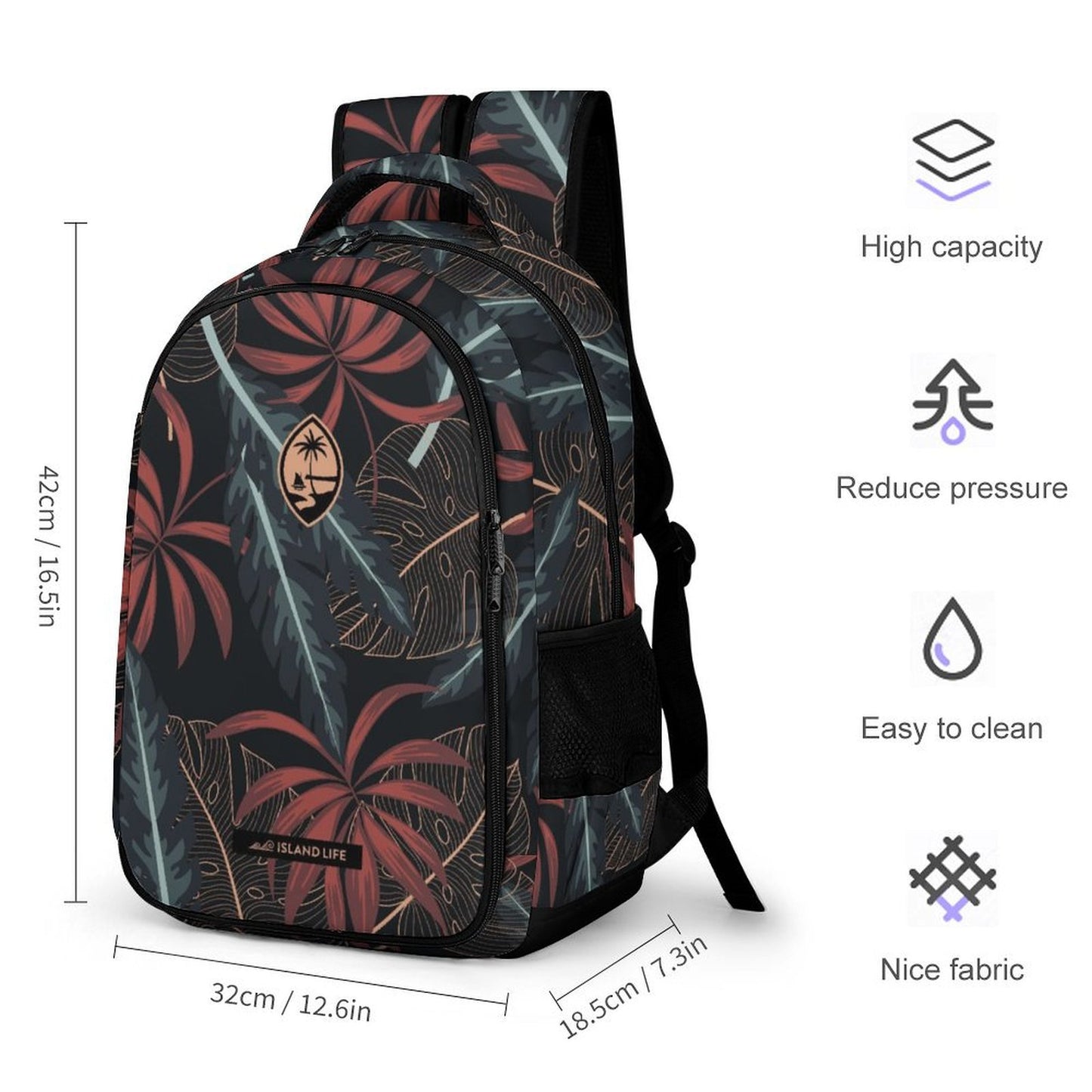 Guam Tropical Dark Organizer Backpack