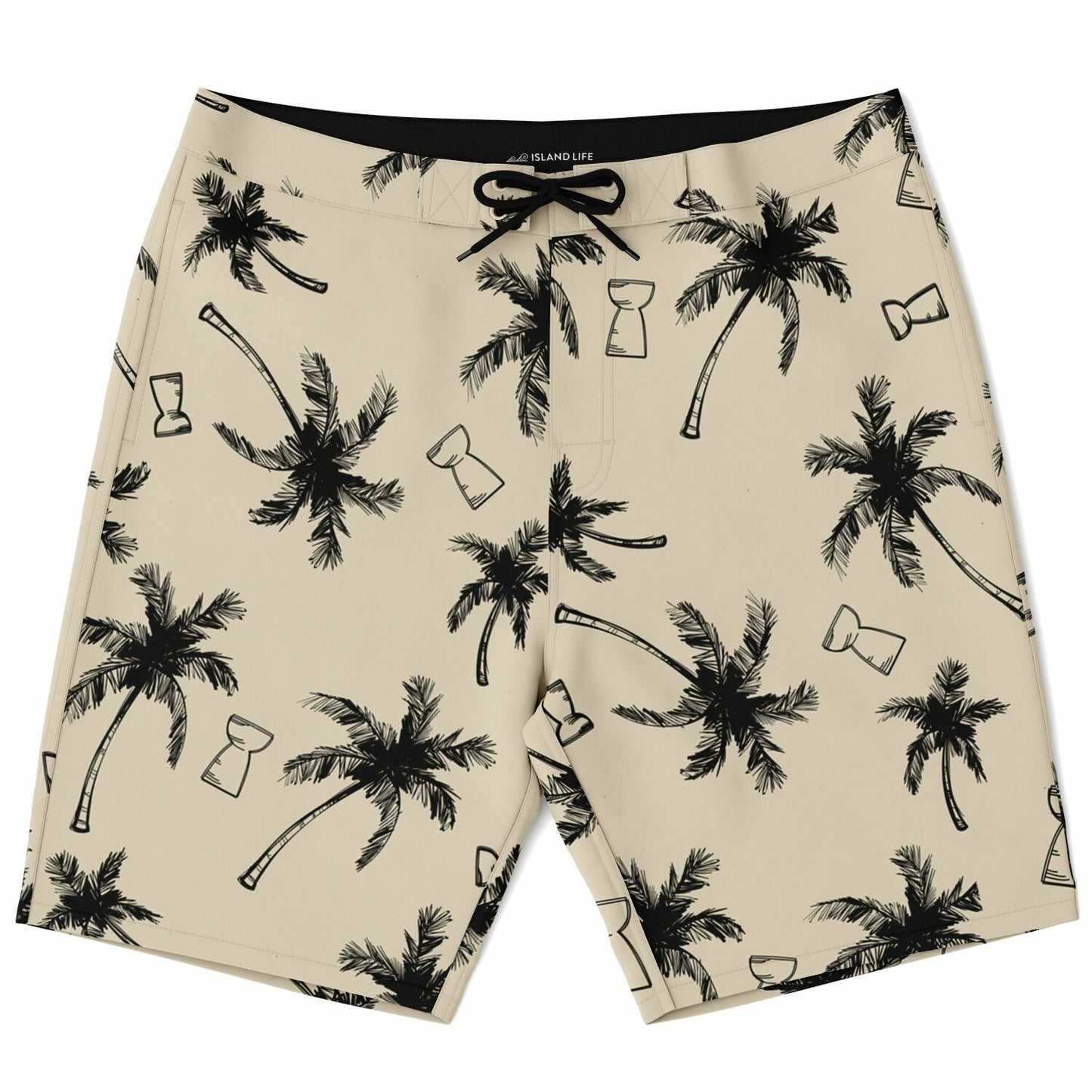 Guam CNMI Latte Stone Coconut Trees Khaki Mens Board Shorts