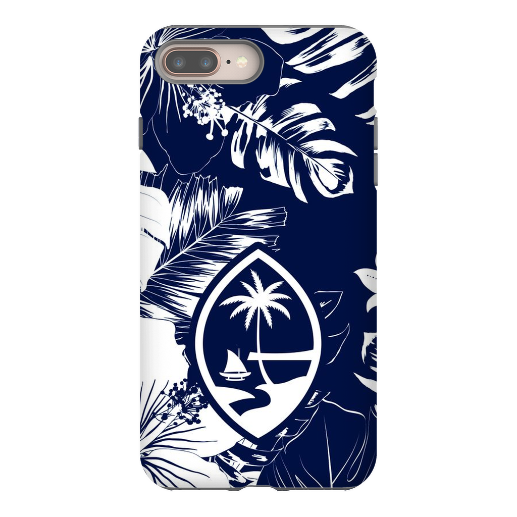 Guam Hibiscus Floral Navy Premium Glossy Tough Phone Case