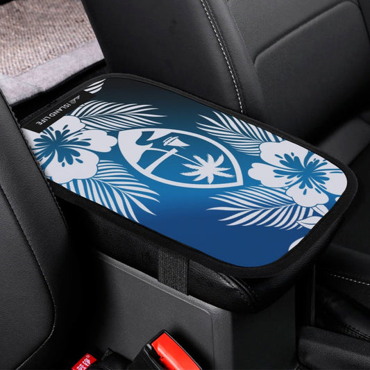 Guam Tropical Hibiscus Blue Car Armrest Cover