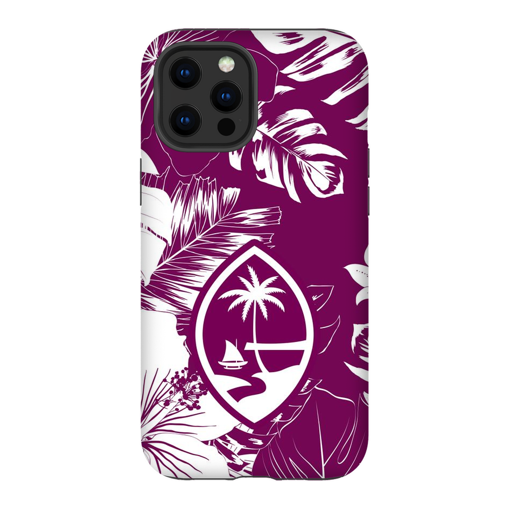 Guam Hibiscus Floral Purple Premium Glossy Tough Phone Case
