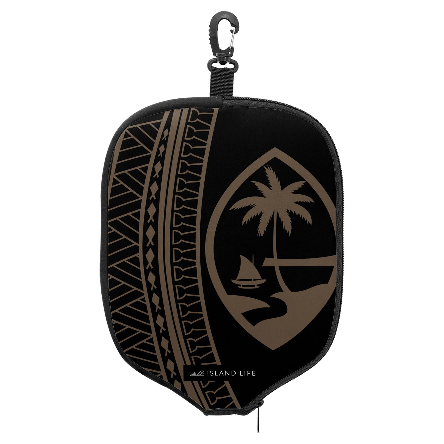 Guam Seal Brown Tribal Pickleball Paddle Cover