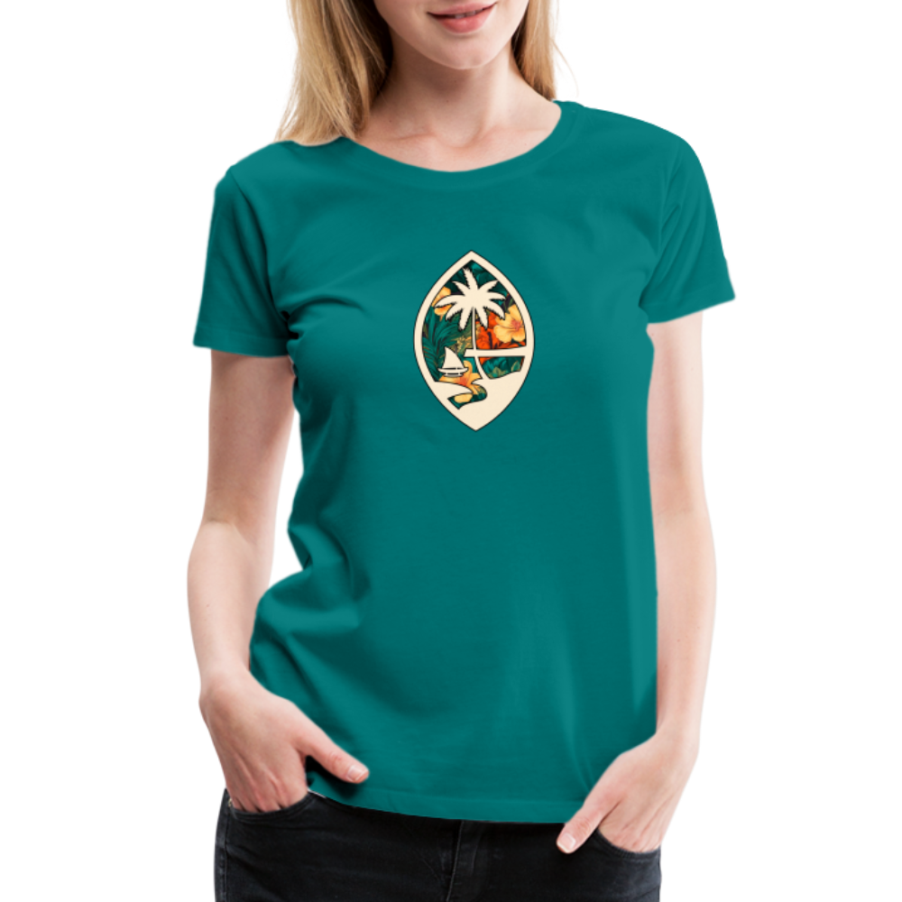 Guam Seal Floral Women’s Premium T-Shirt - teal