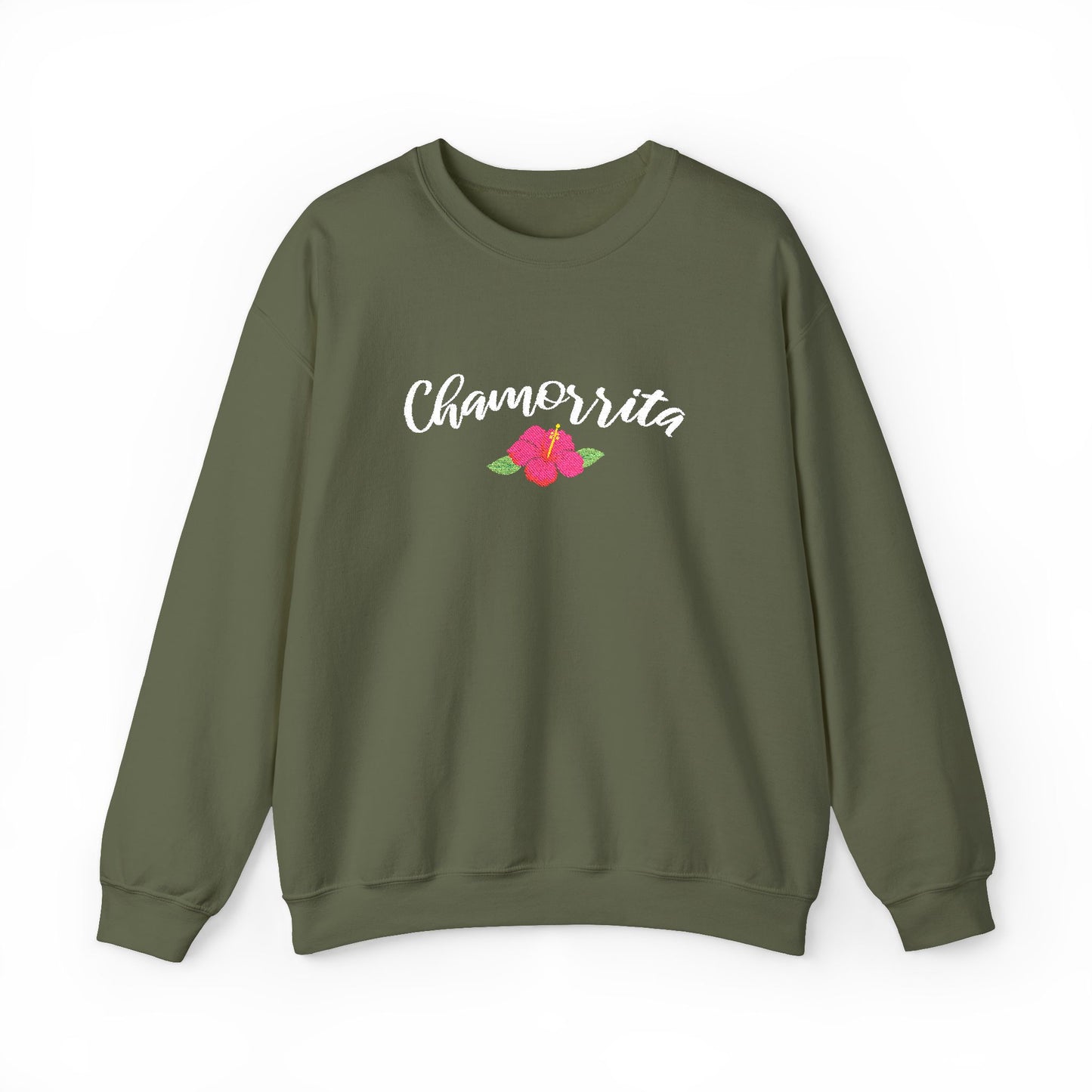 Chamorrita Hibiscus Guam CNMI Embroidered Crewneck Sweatshirt