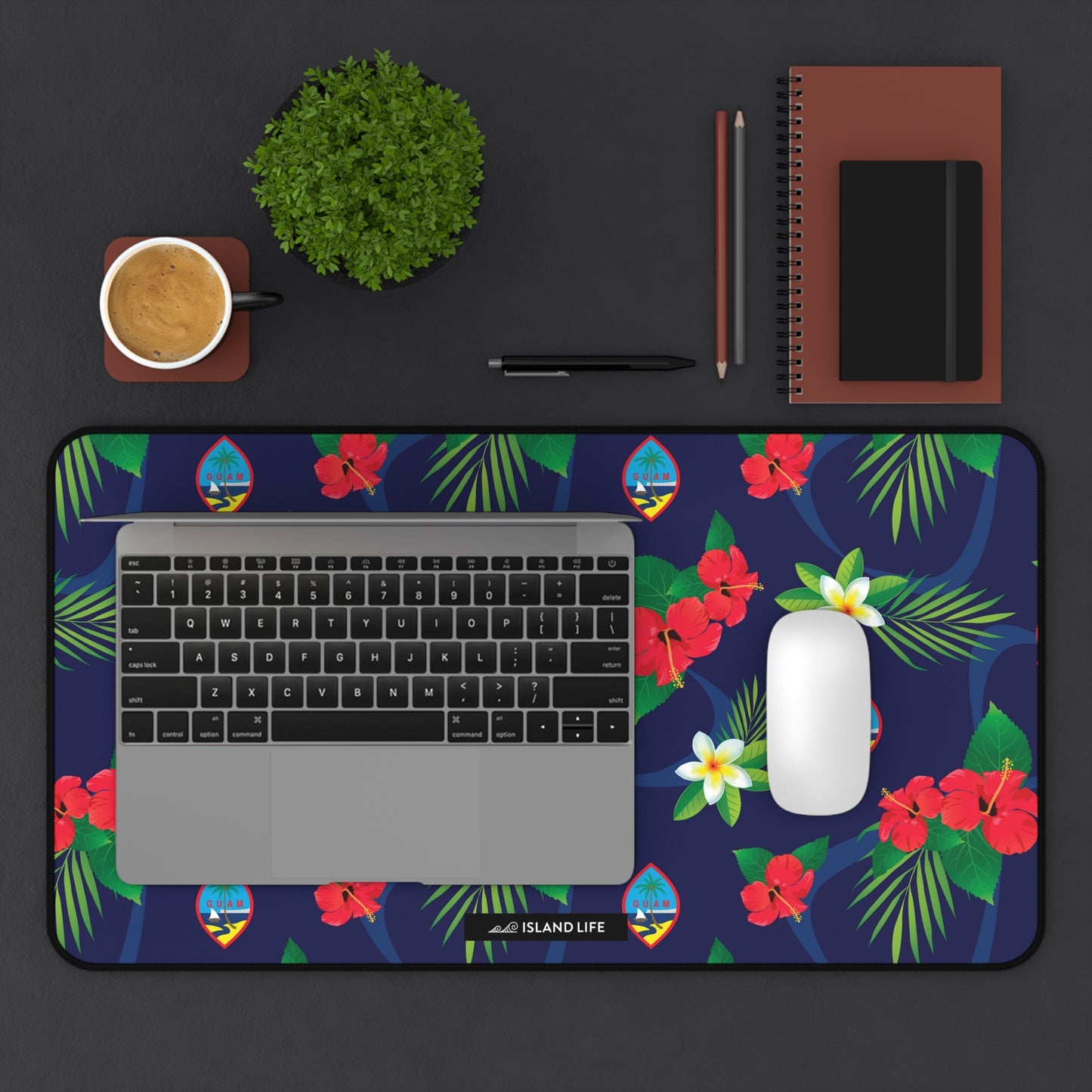 Guam Flag Flowers Gaming Mat Desk Mat