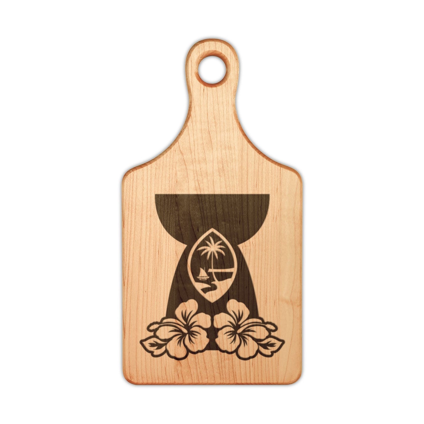 Guam Latte Stone Flowers Engraved Wooden Cutting Board
