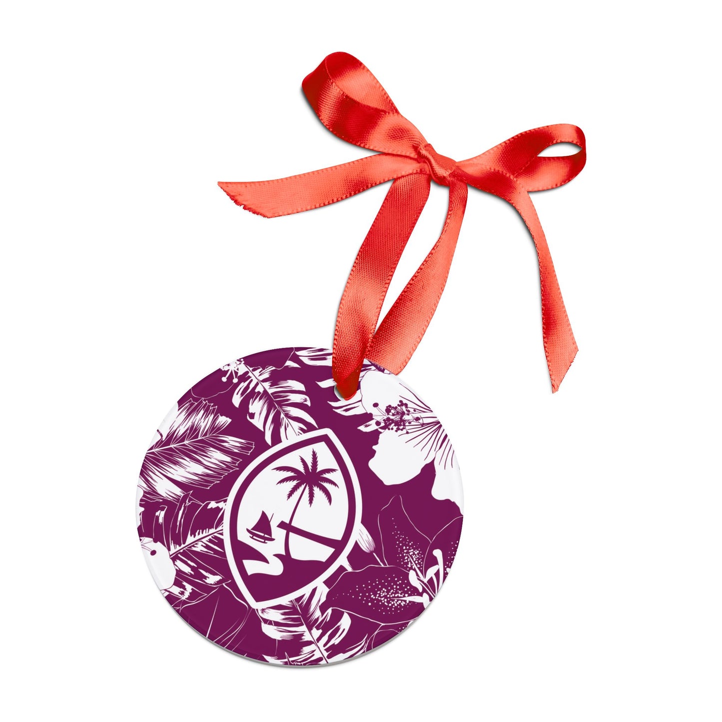 Guam Purple Hibiscus Acrylic Ornament with Ribbon