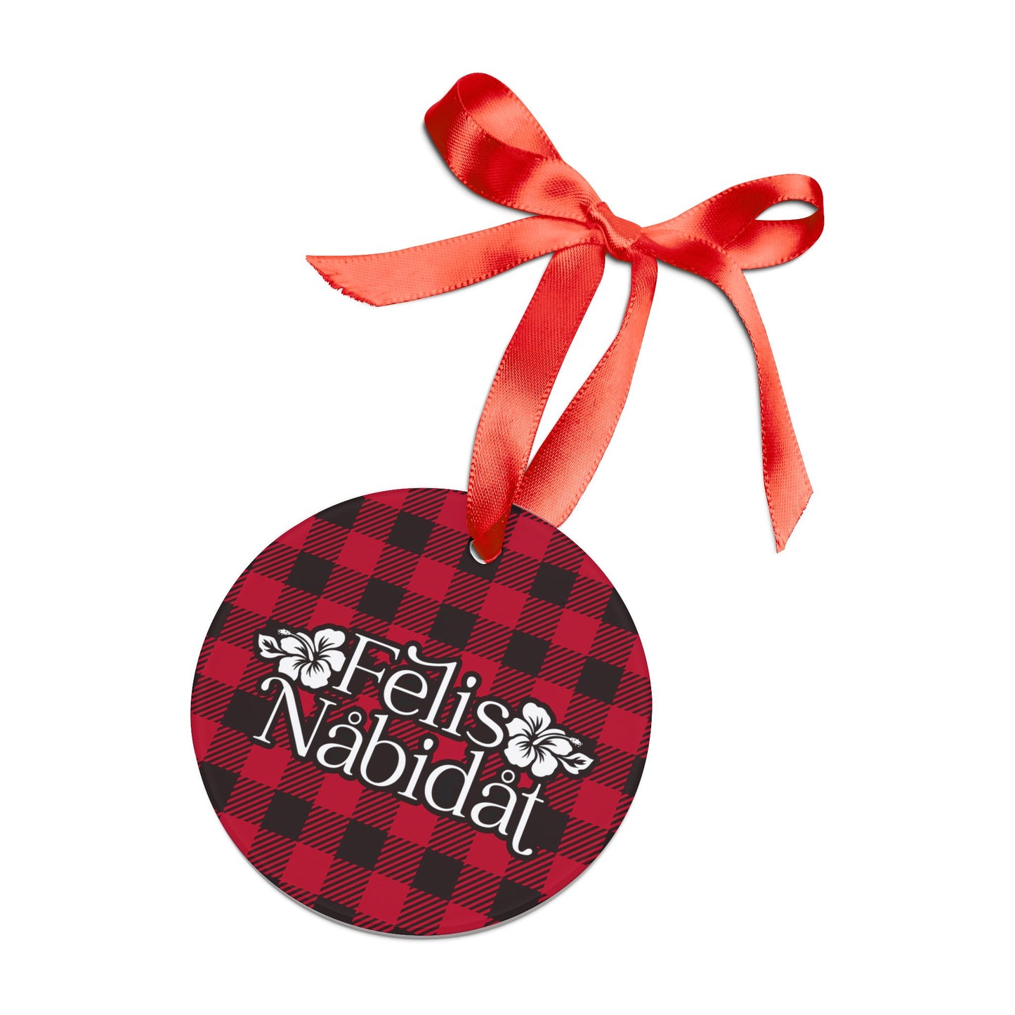 Felis Nabidat Buffalo Plaid Guam CNMI Acrylic Ornament with Ribbon