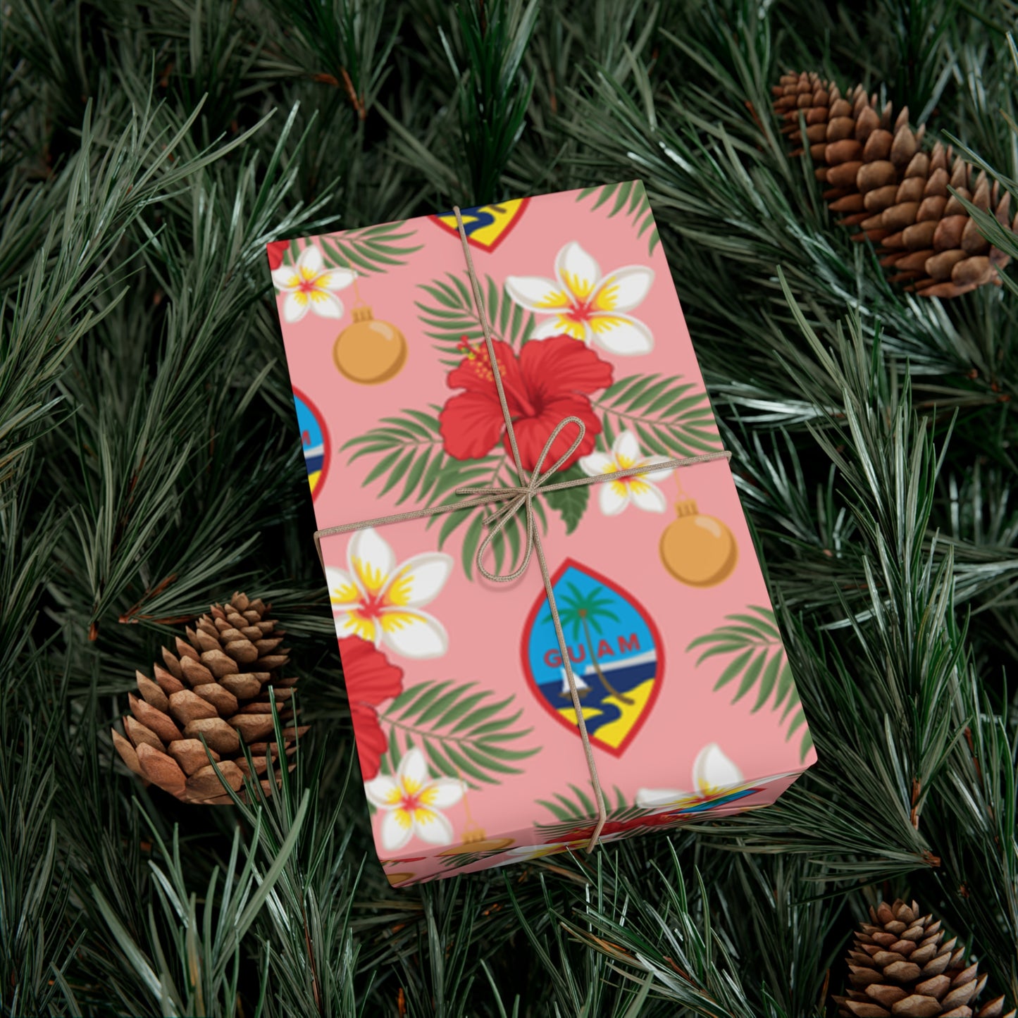 Guam Christmas Flowers Pink Gift Wrapping Paper