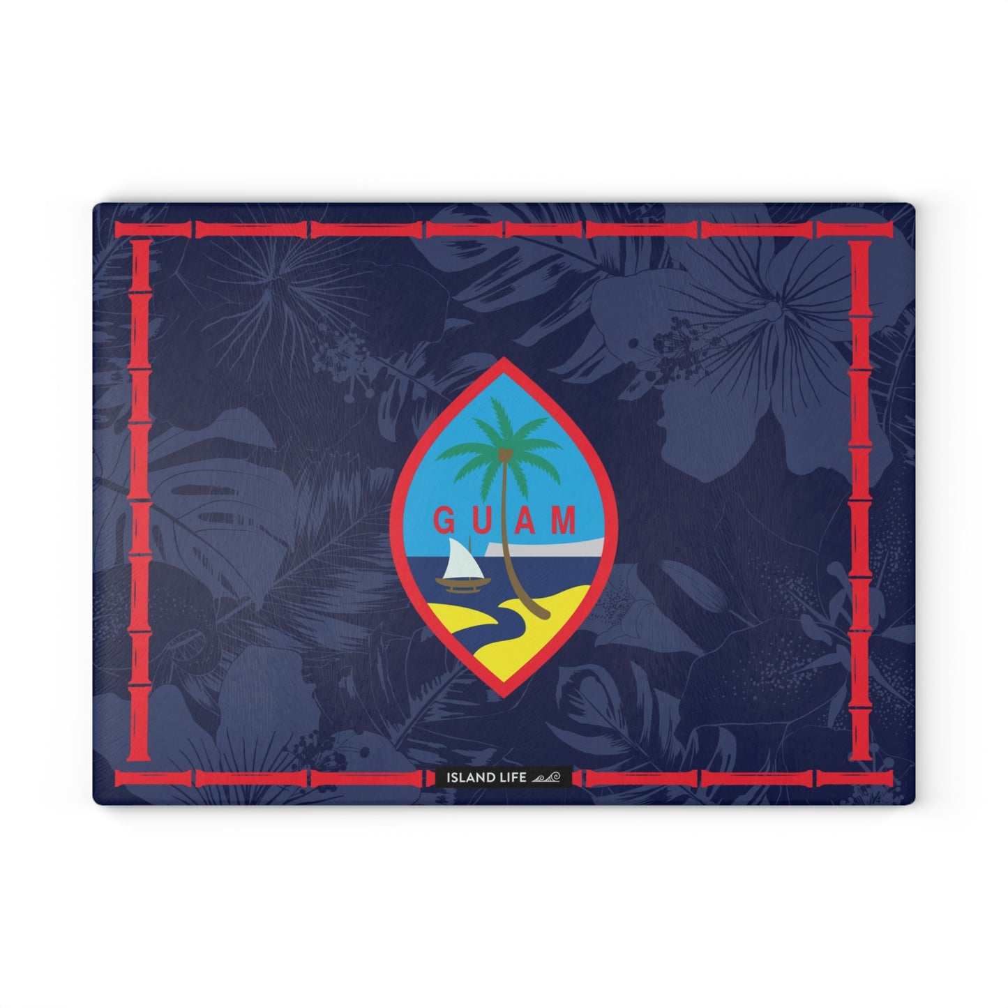 Guam Flag Bamboo Glass Cutting Board