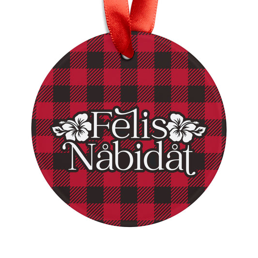 Felis Nabidat Buffalo Plaid Guam CNMI Acrylic Ornament with Ribbon