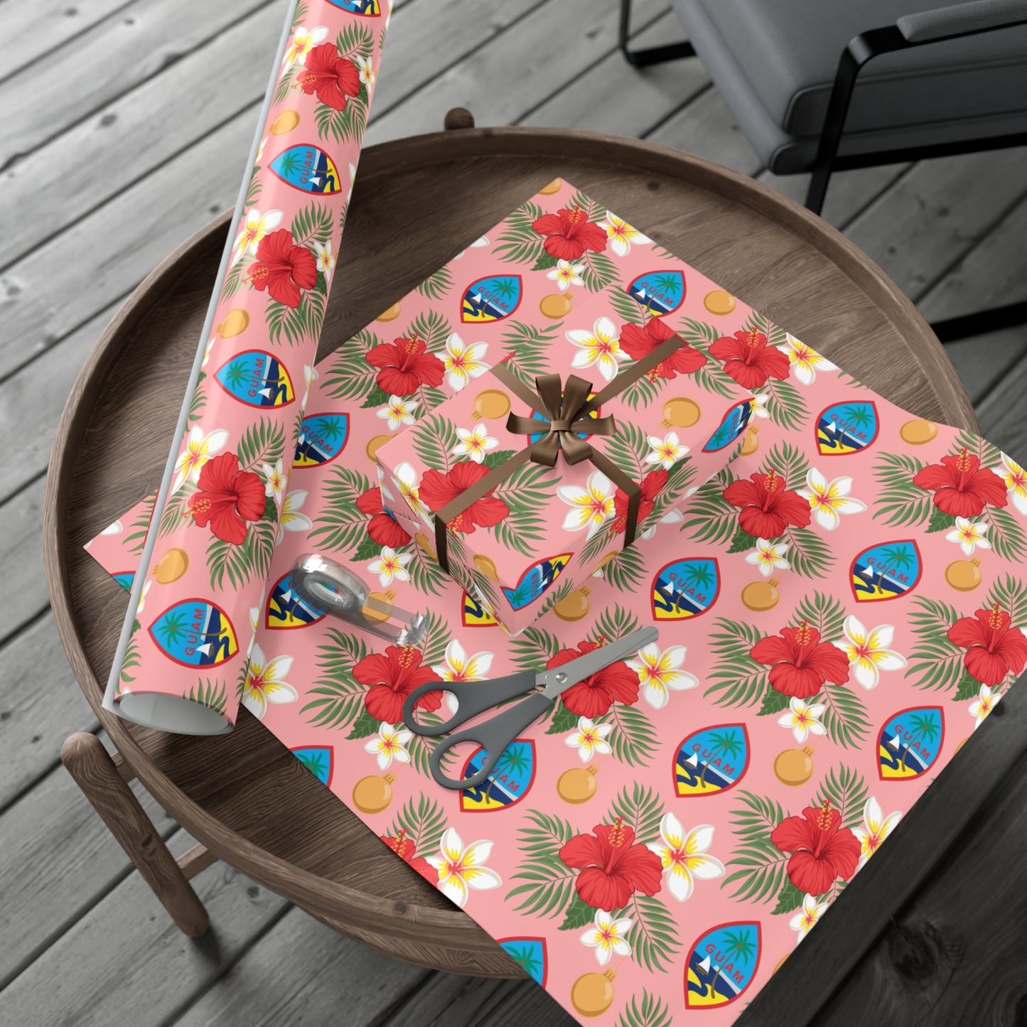 Guam Christmas Flowers Pink Gift Wrapping Paper