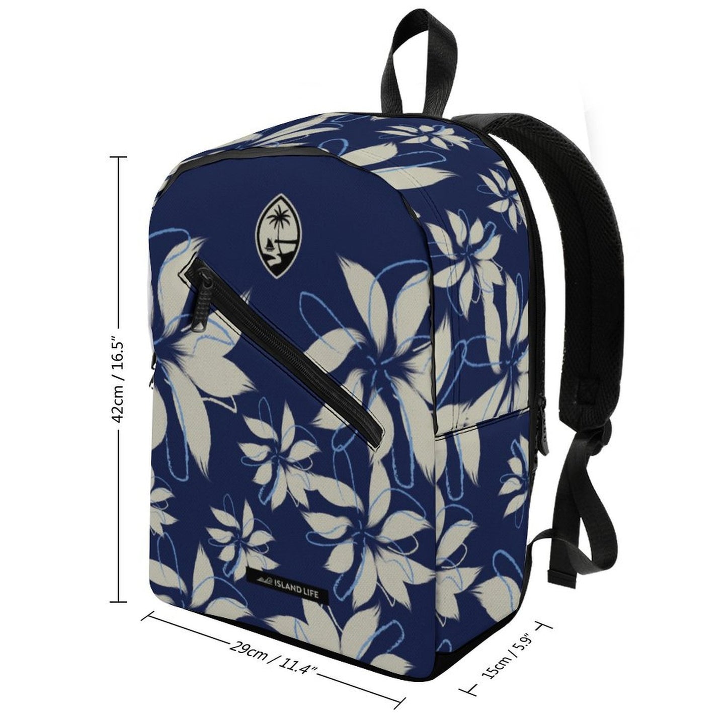 Guam Tropical Deep Blue Dual-Compartment Backpack