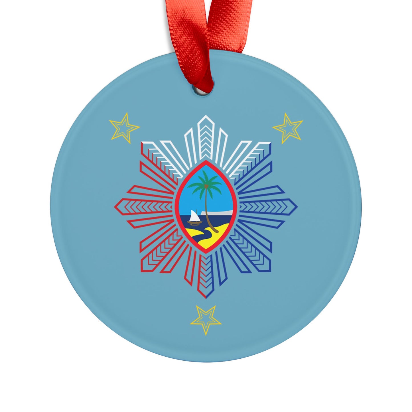 Guam Philippines Tribal Acrylic Ornament with Ribbon