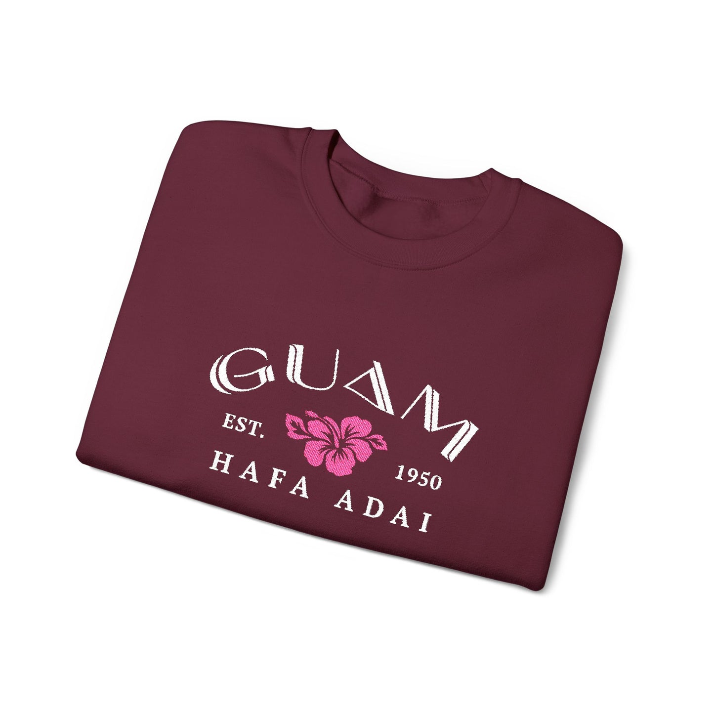 Guam Hibiscus Hafa Adai Embroidered Sweatshirt