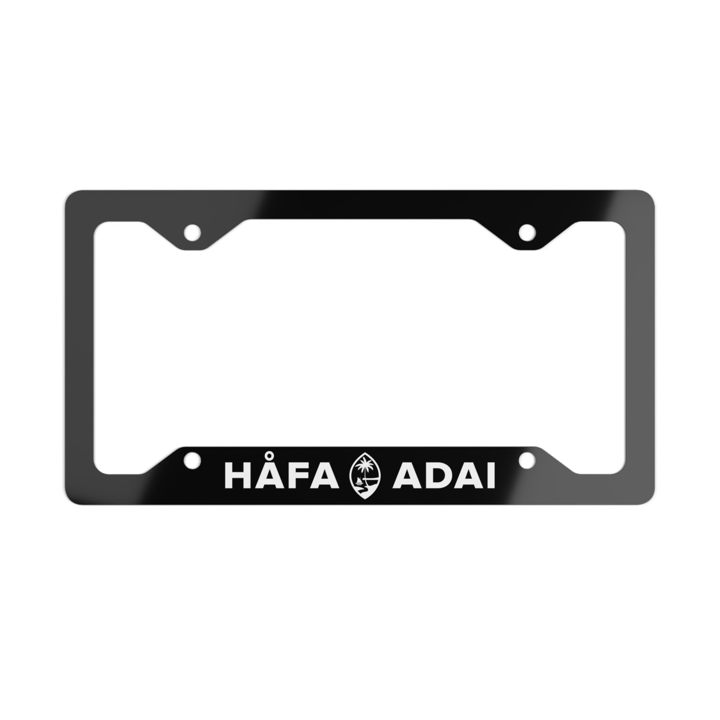 Hafa Adai Guam Black Metal License Plate Frame