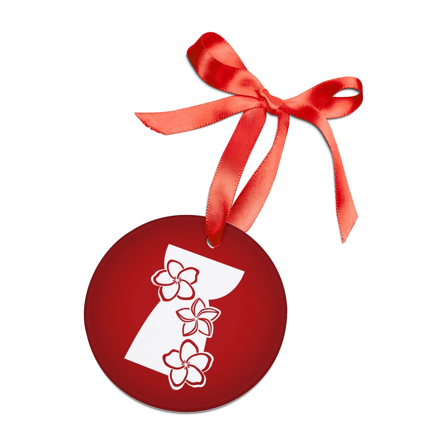 Latte Stone Plumeria Guam CNMI Acrylic Ornament with Ribbon