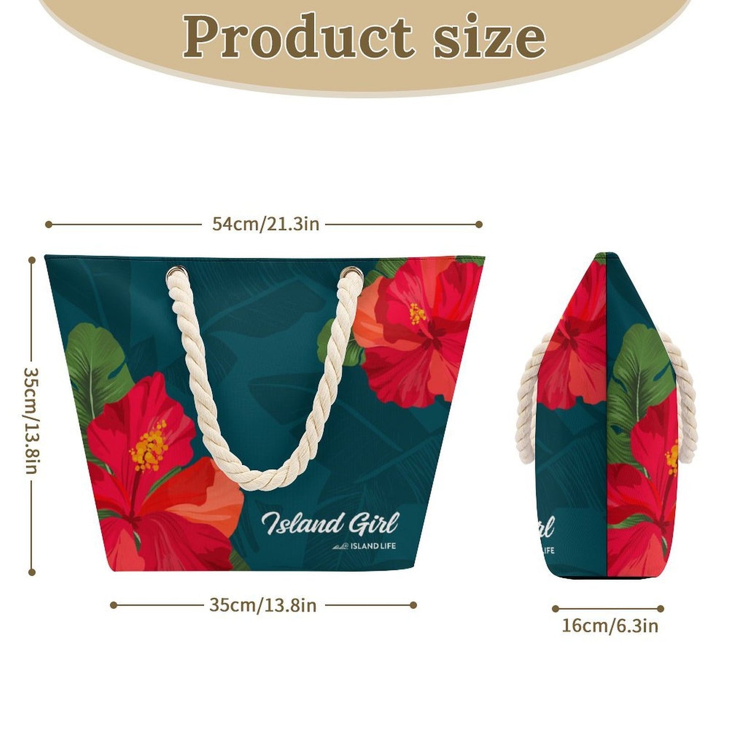Island Girl Teal Guam CNMI Hemp Rope Tote Bag