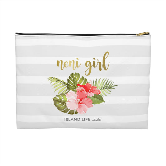 Neni Girl Hibiscus Striped Guam CNMI Accessories Carry All Pouch